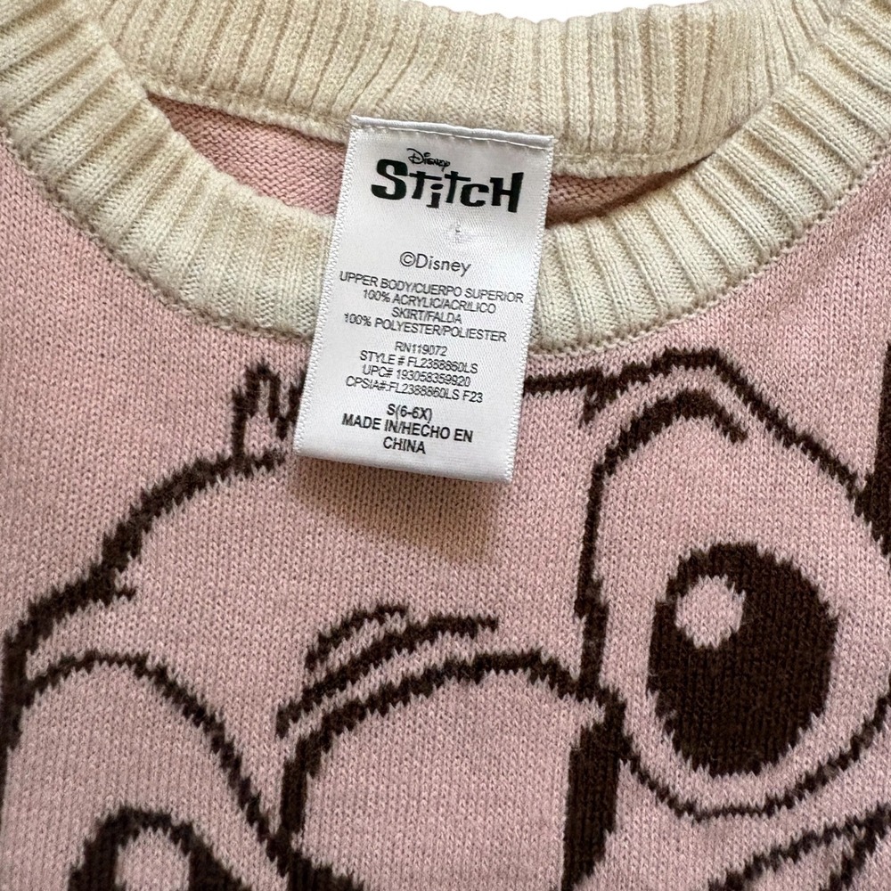 Disney Stitch Girls Pink Knit Sweater Tulle Tutu Dress Size S 6-6X Mint Green - Picture 5 of 5